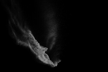White texture isolated on black background. Light particles explosion. Dark textured overlay.	
