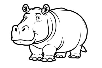 basic cartoon clip art of a Hippopotamus, bold lines, no gray scale, simple coloring page for toddlers