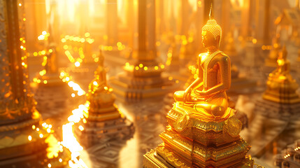Golden Buddha Statue in Thailand's Wat Pho Temple
