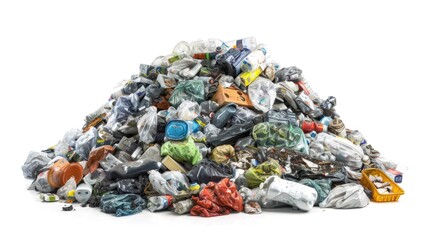 A pile of plastic bottles and other items. Can be used for environmental awareness campaigns