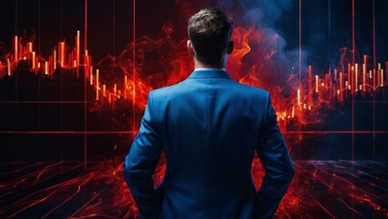 株価チャートとビジネスマン,Generative AI AI画像