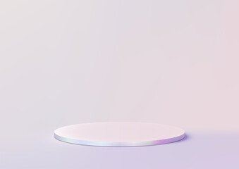 3D holographic color circle podium in the center of a soft background