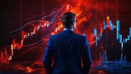 株価チャートとビジネスマン,Generative AI AI画像