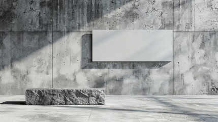 Blank mockup of a minimalist concrete sign perfect for industrial settings. .