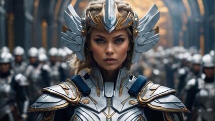 ヴァルキリー風の女性戦士,Generative AI AI画像