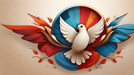 bird of paradise The logo of Art Dove Bird Flying - obrazy, fototapety, plakaty