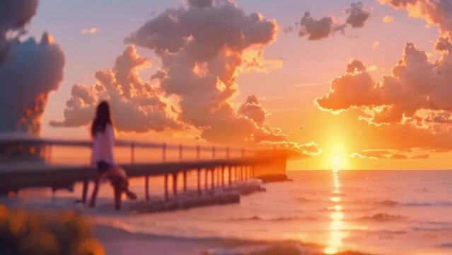 video someone watches the sunset