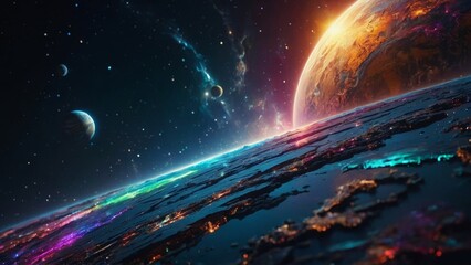 宇宙空間と惑星イメージ,Generative AI AI画像