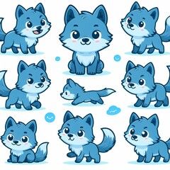 Fototapeta premium blue wolfs