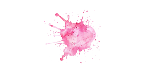 pink watercolor splashes, pink ink splash on white background