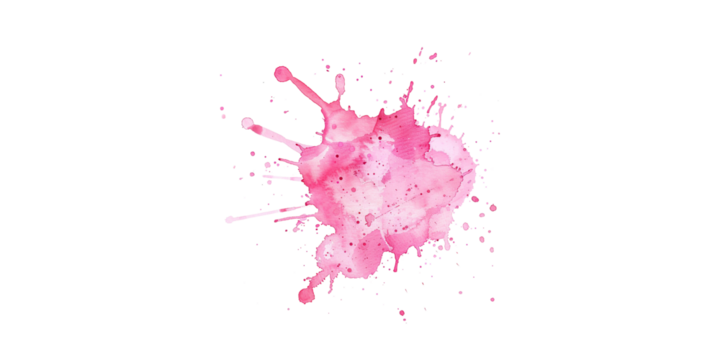 pink watercolor splashes, pink ink splash on white background