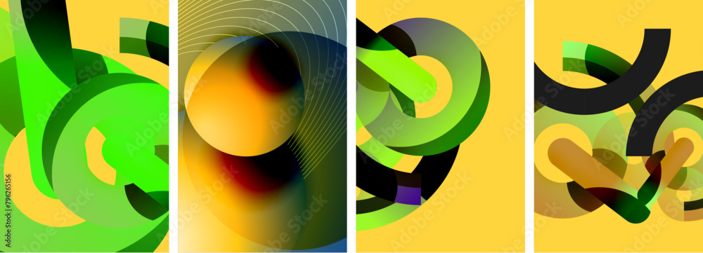 Aufkleber A vibrant collage featuring green and yellow circles on a yellow background, creating a dynamic pattern resembling organisms in a liquid environment