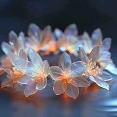Bokeh-lit 3D flower crown, intricate elegance, bright petals, warm glow, sextremely simplistic minimalist loose and comically exaggerated comic design
