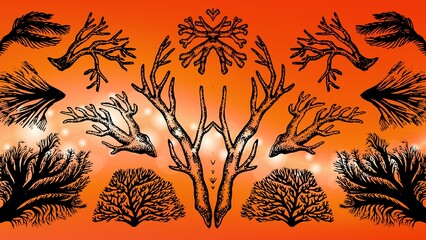 Premium Quality Seamless Orange Floral Texture Pattern Wallpaper Background_4