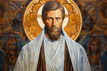 A Painting of a Bearded Man in a White Robe