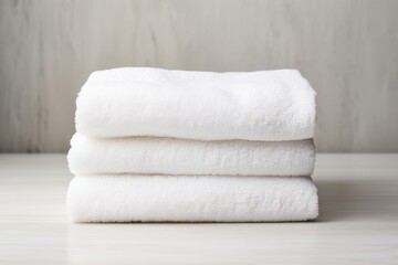 Snow-white towels, neatly stacked