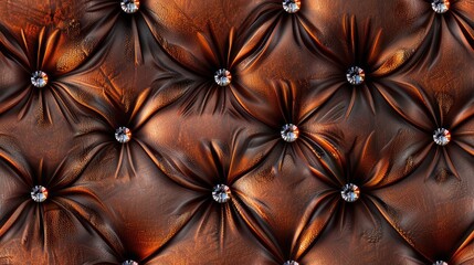 Naklejka premium dark brown seamless background with diamond studded leather texture wallpaper, diamond in each and small diamonds on the border of bed, luxurious
