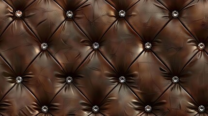 dark brown seamless background with diamond studded leather texture wallpaper, diamond in each and small diamonds on the border of bed, luxurious - 796268916