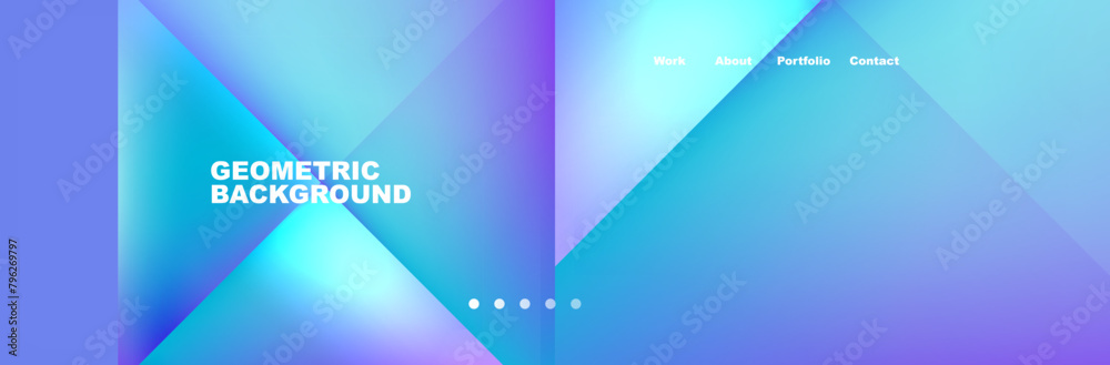 Aufkleber A geometric background featuring rectangles and triangles in shades of azure, electric blue, and violet. The pattern is symmetrical with parallel lines and varying tints and shades