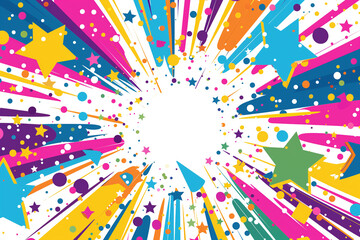 Pop Art Explosion, Colorful Stars and Speech Bubble