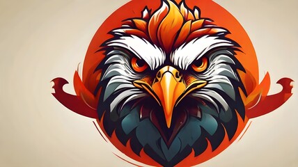 rooster in the sun vector fire eagle head icon logo design - obrazy, fototapety, plakaty
