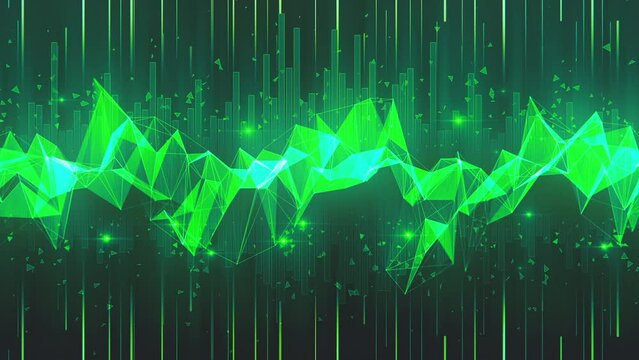 VJ Green Abstract Equalizer. Dynamic musical background in the form of a colorful sound wave. Looped video.