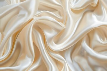 Obraz premium Ivory silk fabric with glossy satin finish perfect for bridal wear. Concept Bridal Wear, Silk Fabric, Ivory Color, Glossy Satin Finish, Wedding Gowns