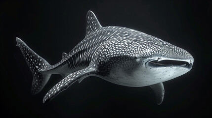 Whale shark swimming in blue ocean. Amazing spot patterns of the worlds largest fish. Whale shark...