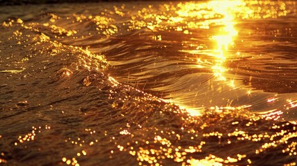 Shimmering golden river at sunset