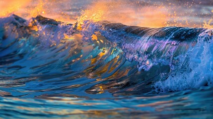 Rippling waves with vibrant hues, creating a dynamic effect