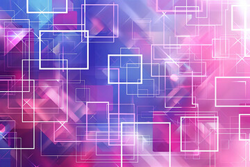 Futuristic Network of Squares, Purple and Blue Hues
