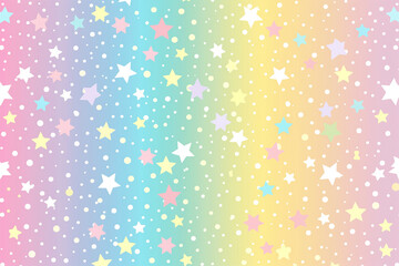 Pastel Rainbow Gradient, Stars and Dots