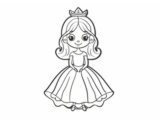Fototapeta premium Princess Coloring Pages for Kids, Preschoolers, Simple Coloring Book, Educational, Printable