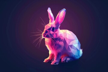 A cute rabbit sitting on a black surface, perfect for various projects