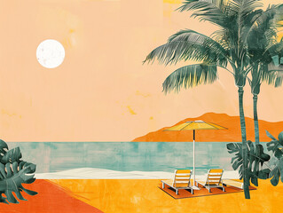 Summer beach illustration - 796274790
