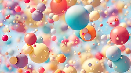 A seamless background of pastelcolored spheres floating in the air, creating an abstract and dreamy