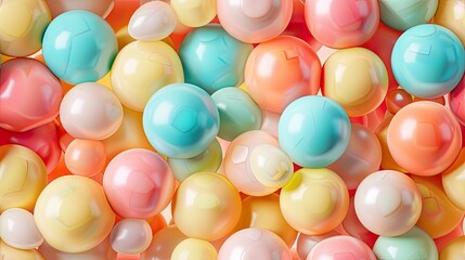 A seamless background of pastelcolored spheres floating in the air, creating an abstract and dreamy - 796276589