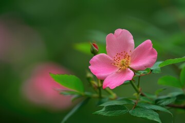 Virginia Rose Flower at Acadia National Park: Stunning Closeup of Pink Wildflower in Summer