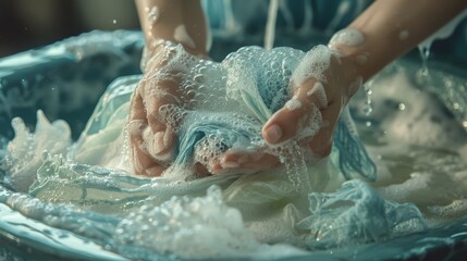 Delicate garments being hand-washed with gentle detergent