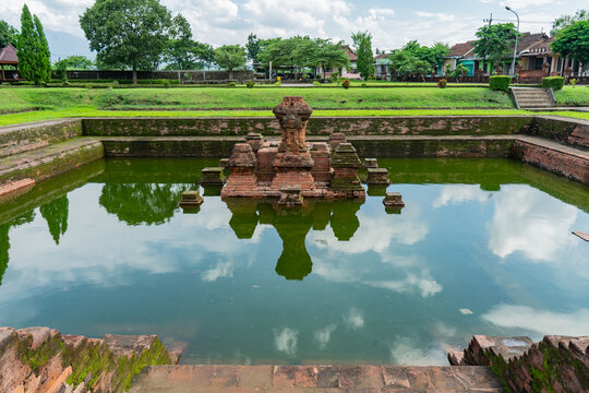 Trowulan, Indonesia - March 2, 2020. Tikus Temple is a temple inherited from the Majapahit kingdom. Tikus Temple is a place for bathing rituals and was built in the 14th century