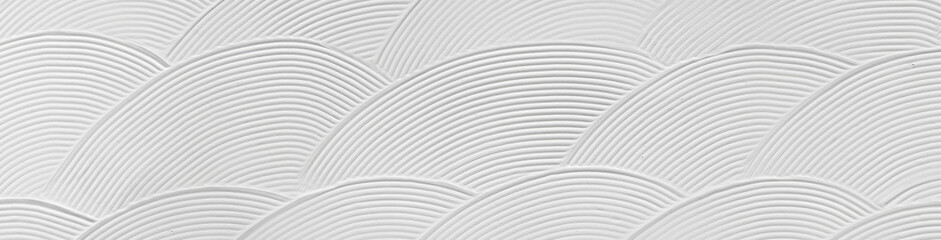 Trendy 3D paint texture with spatula strokes, white canvas volumetric effect for web design. Gray...