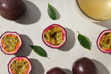 Concept of delicious and juicy exotic fruit - passion fruit