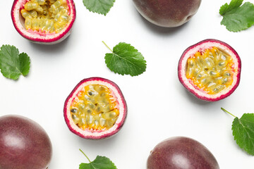 Concept of delicious and juicy exotic fruit - passion fruit