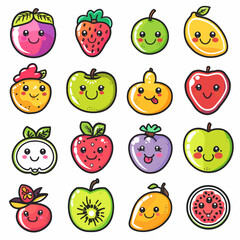 Obraz premium Fruit icons set. Cartoon illustration of 25 fruit icons for web