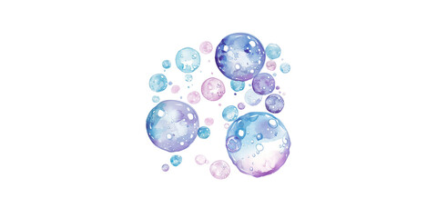 
Watercolor Blue and Purple Bubbles, vector illustration, white background

