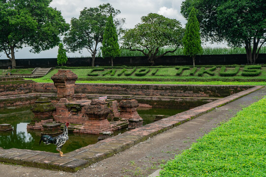 Trowulan, Indonesia - March 2, 2020. Tikus Temple is a temple inherited from the Majapahit kingdom. Tikus Temple is a place for bathing rituals and was built in the 14th century