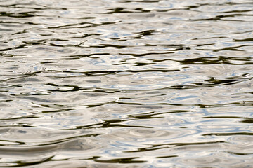 Light waves and reflections on water surface. Close-up