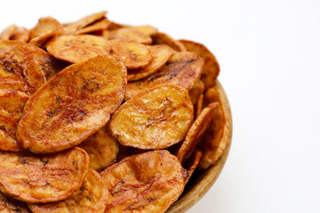Crispy banana chips. Fruit snack