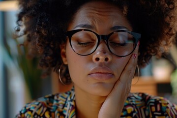 Chronic Fatigue: Portrait of Frustrated Young Biracial Female Freelancer Overworked by Computer