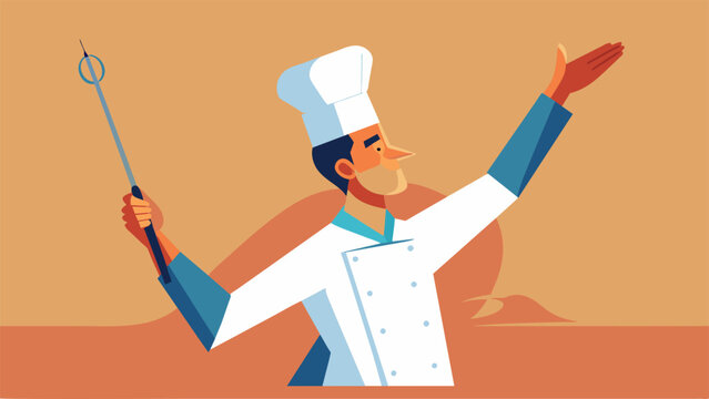 The conductor a master chef directs the performance with a whisk baton each movement whisking up a crescendo of es oils and sauces.